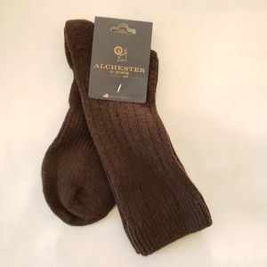 Alchester Giorgio Brown Cashmere Wool Blend Men's Luxury Dress Socks Size 10-13